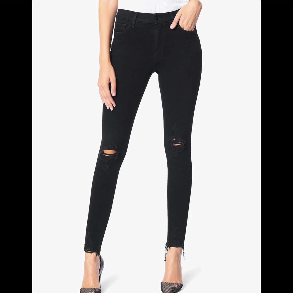 Joe’s Distressed Ripped Black High Rise Jeans 28